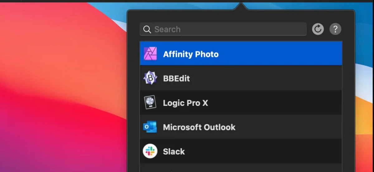 The app picker for keeping the Mac awake while a chosen app is running