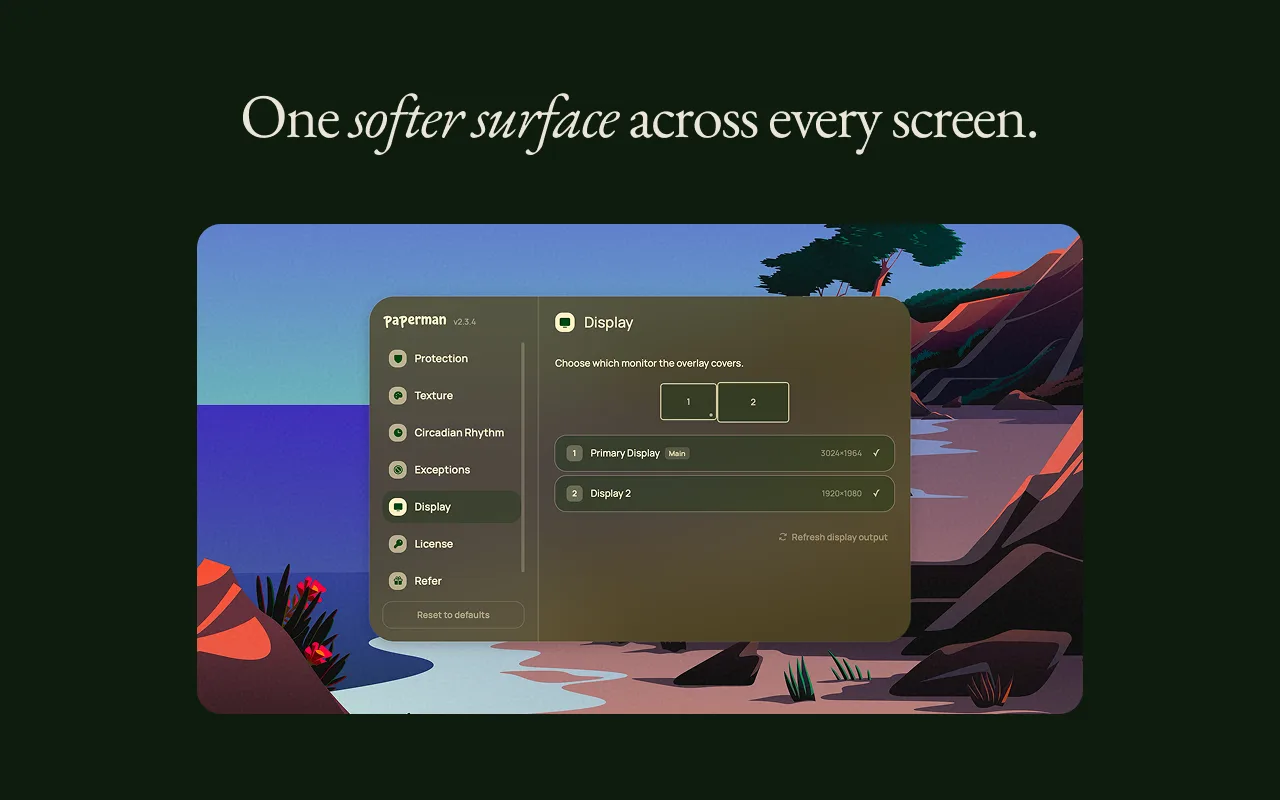 Display settings choosing which of two monitors get the texture